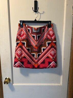 Merona Red and Pink Chevron Print Mini Skirt